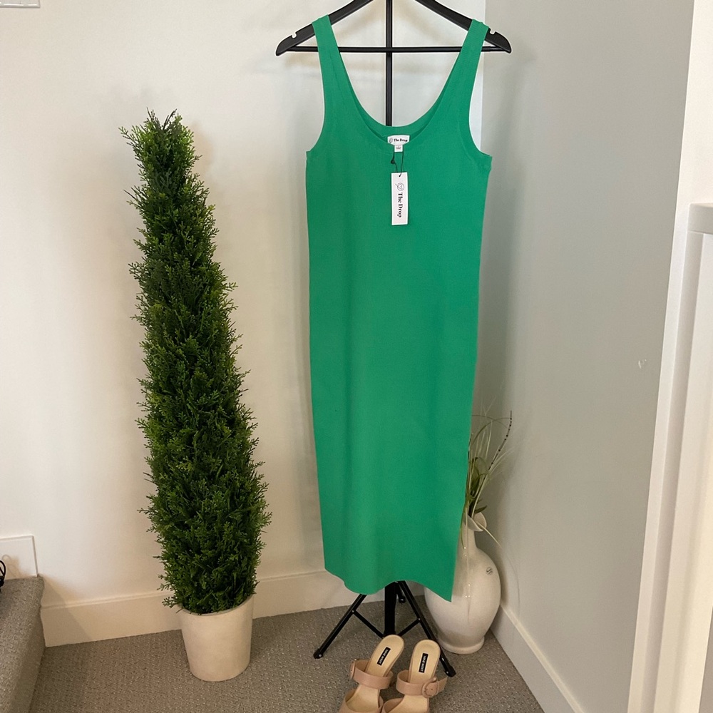 Yasmin Side-Slit Midi Sweater Tank Dress Jade NWT